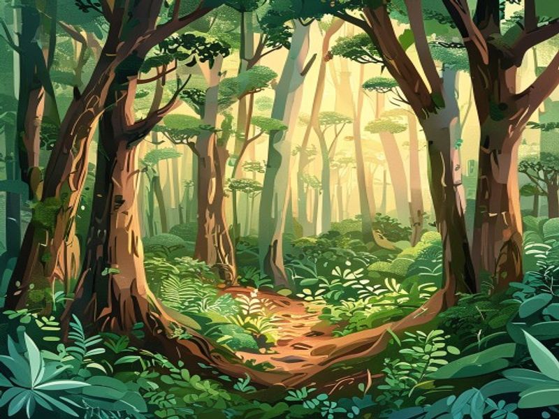 Towering eucalyptus forest with mossy undergrowth, southeastern Australia