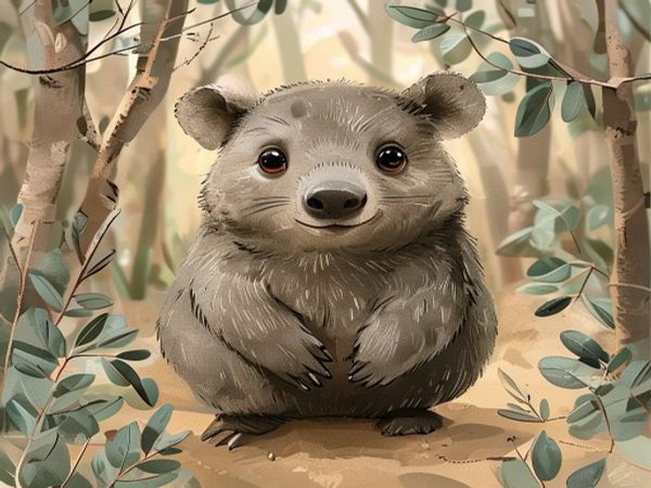 Common Wombat grazing in open woodland, southeastern Australia